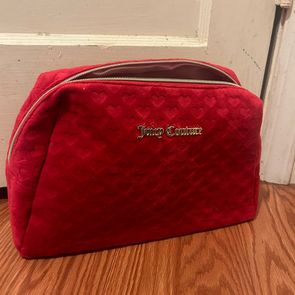 Juicy Couture Red Heart Pattern Cosmetic Bag